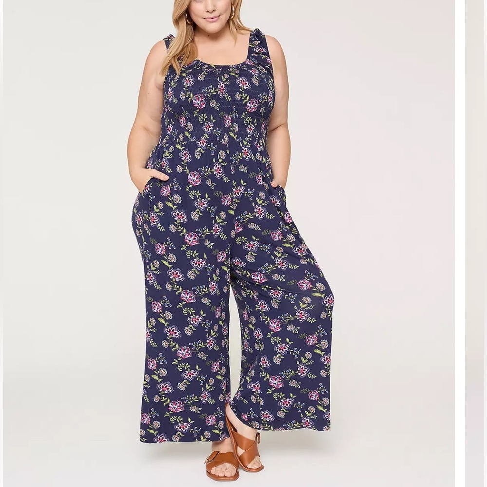 torrid Navy Floral Wide-Leg Jumpsuit